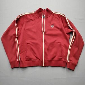 Abercrombie & Fitch Mens Red Vintage Track Jacket Striped Full Zip Large AF Logo